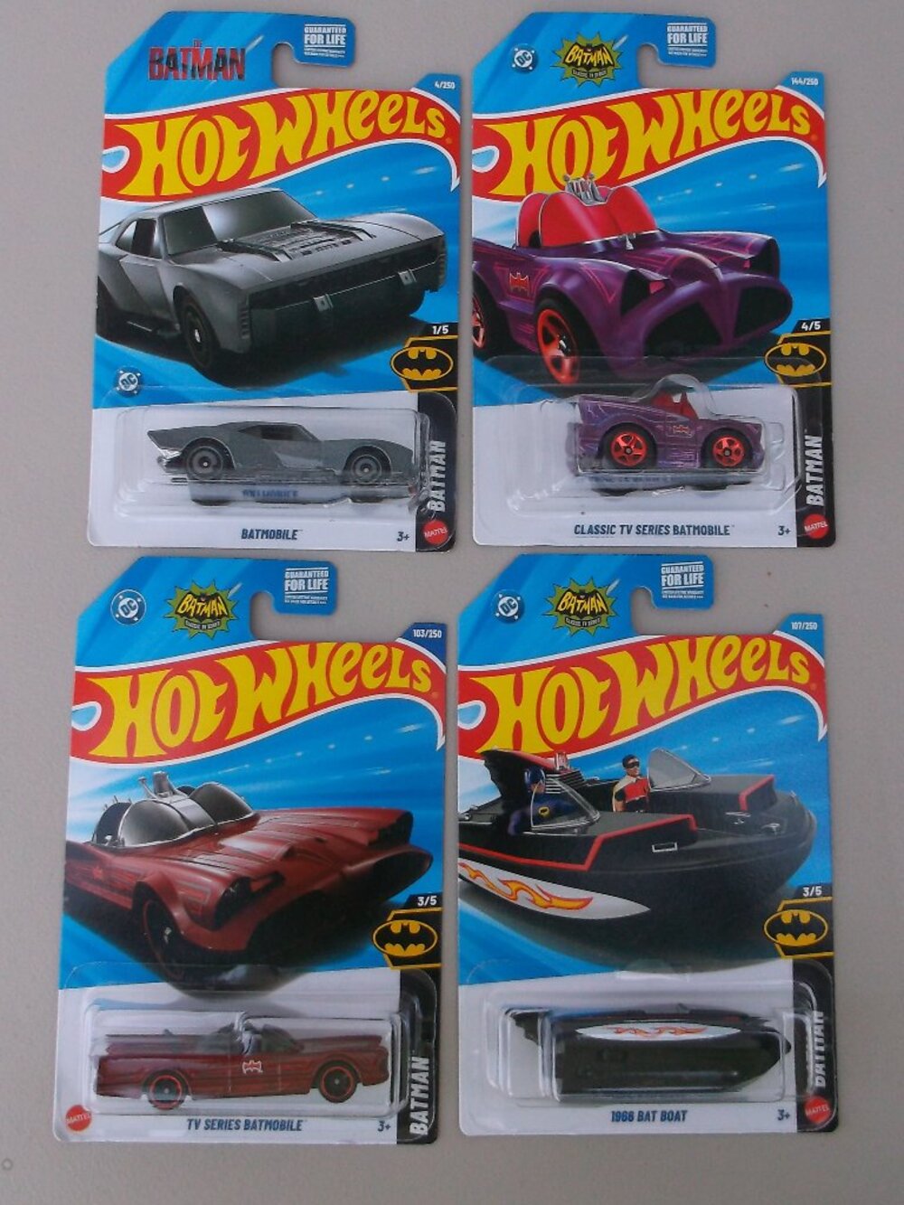 NWT Hot Wheels Batman Vehicles Lot – Batmobile & Bae Boat – 1/5, 3/5, 4/5